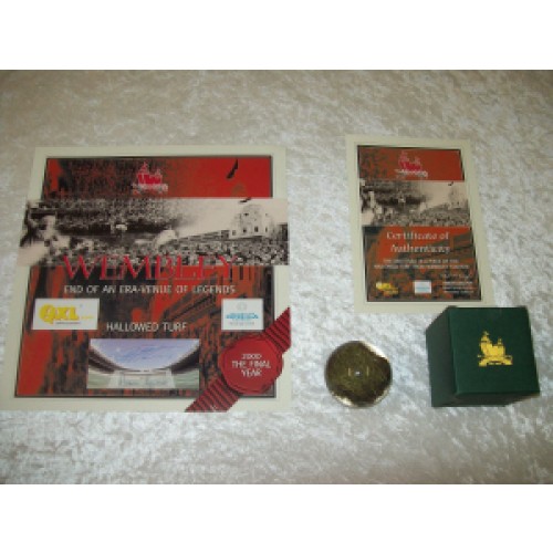 Original Wembley Turf Paperweight With Cert Signed By Hurst & Peters